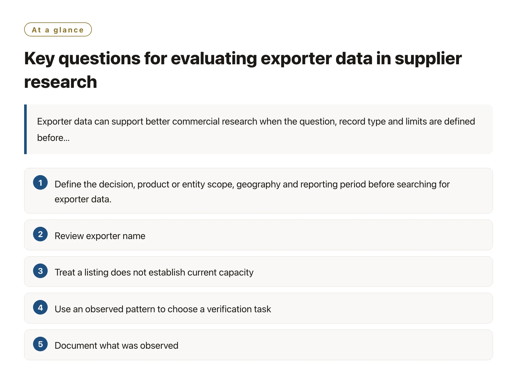 Key questions for evaluating exporter data in supplier research——全文要点速览